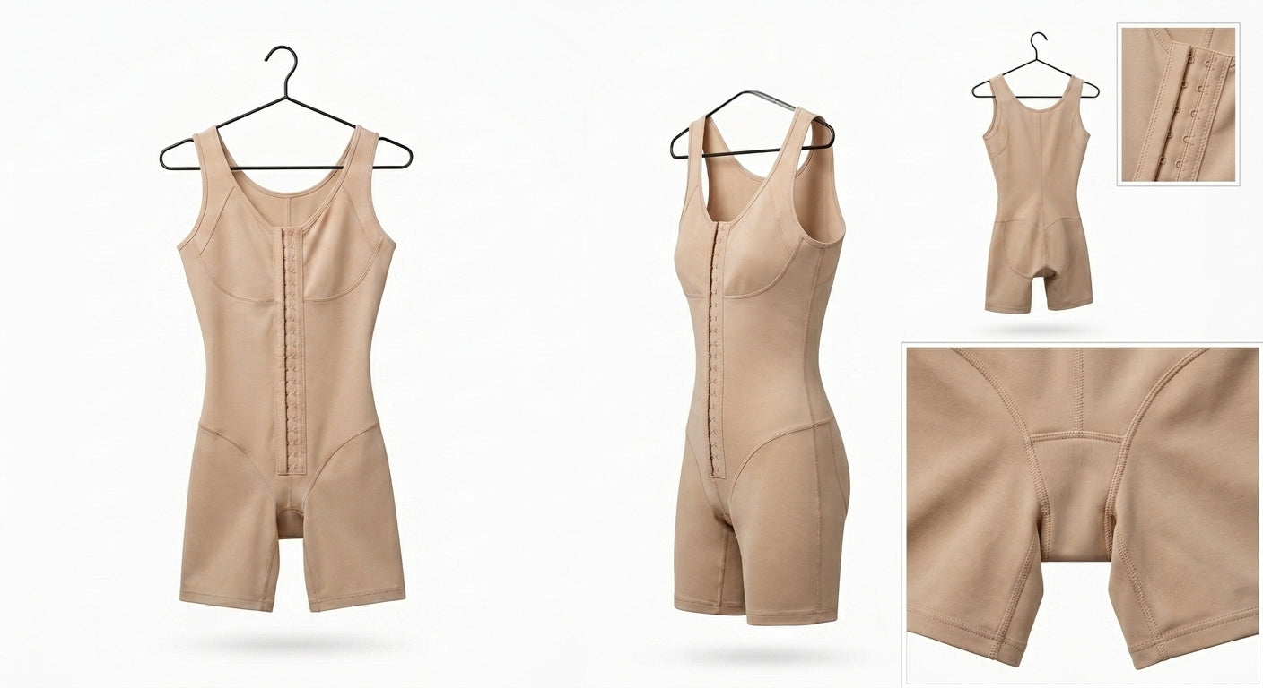 Post Surgical Open-Breast Full Body Compression Garment (Mid-Thigh Short)
