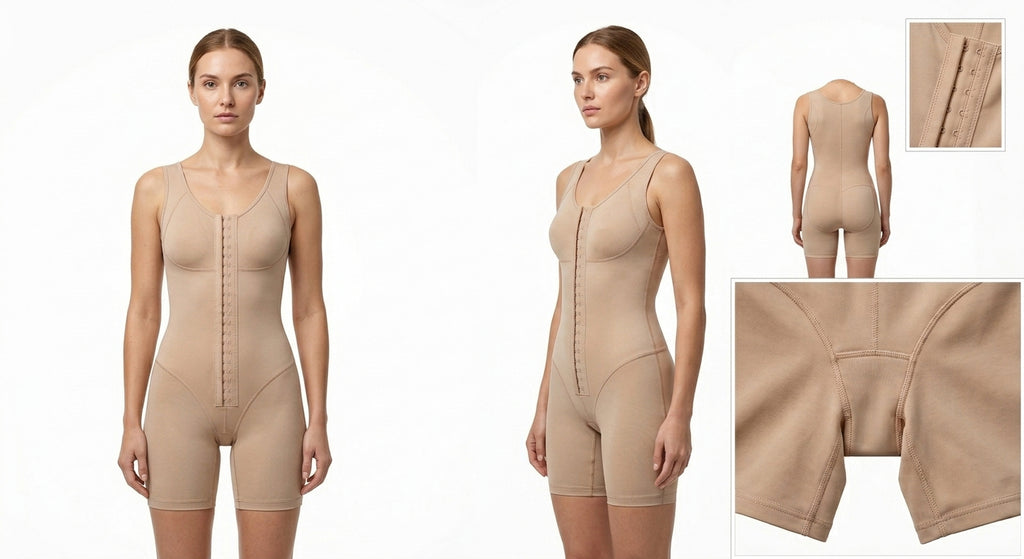 Post Surgical Open-Breast Full Body Compression Garment (Mid-Thigh Short)